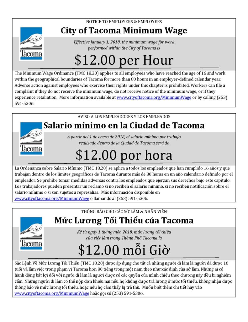 City of Tacoma Minimum Wage